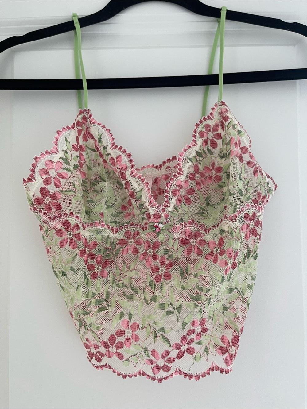 Victoria’s Secret Floral Lace Sheer Cami Bralette Crop Top Size Small Coquette